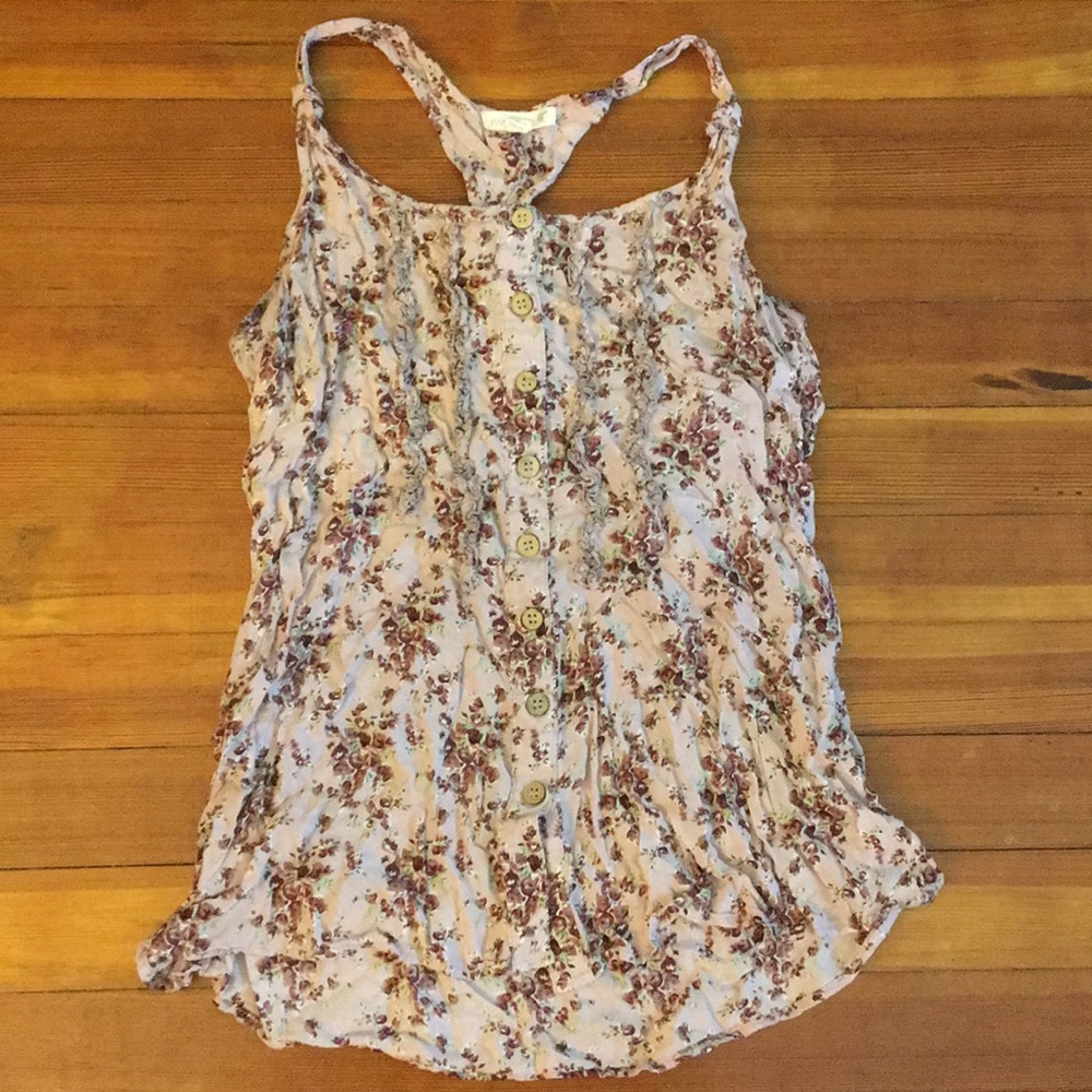 Purple and pink floral tank top
